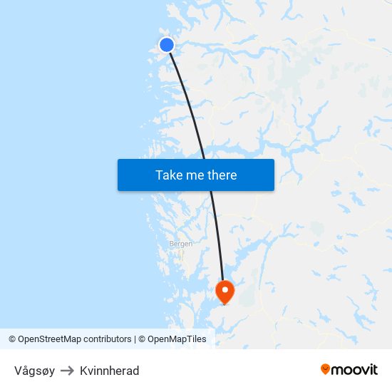 Vågsøy to Kvinnherad map