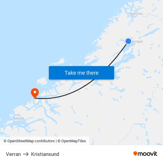 Verran to Kristiansund map