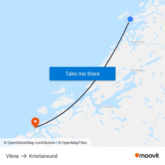 Vikna to Kristiansund map