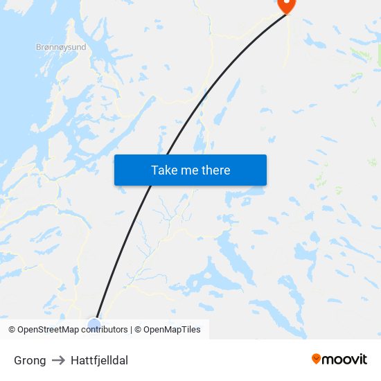 Grong to Hattfjelldal map