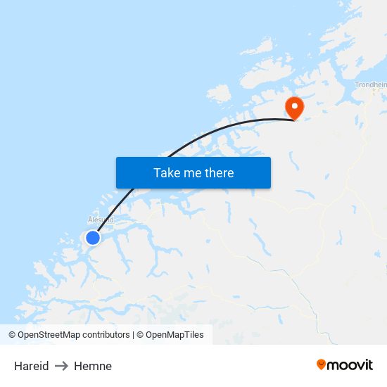 Hareid to Hemne map