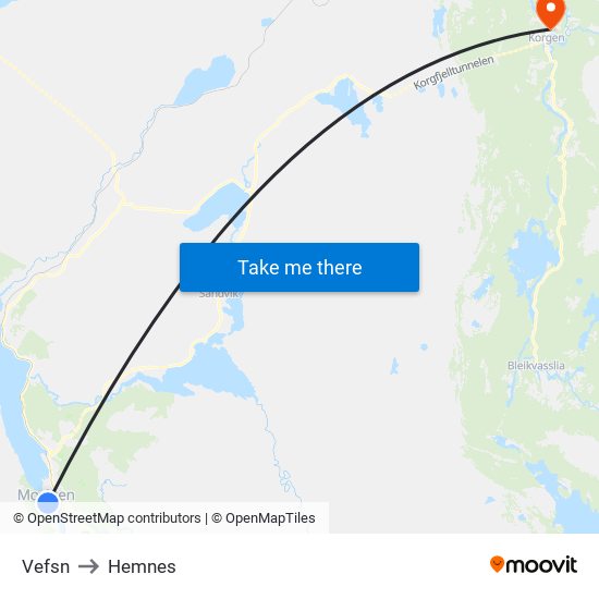 Vefsn to Hemnes map