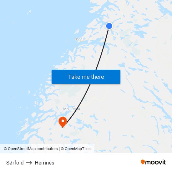 Sørfold to Hemnes map