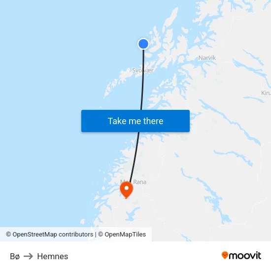 Bø to Hemnes map