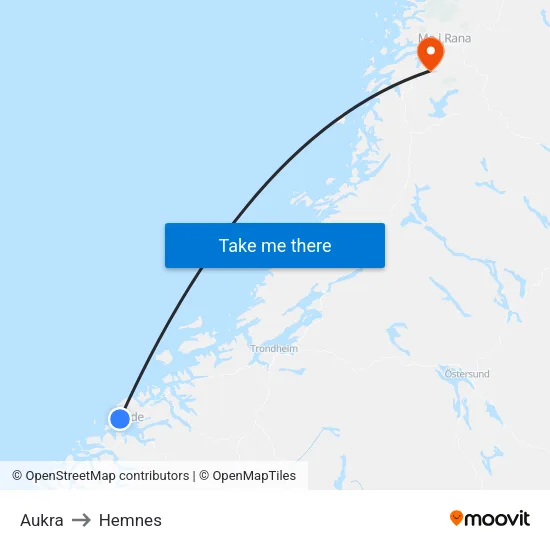 Aukra to Hemnes map