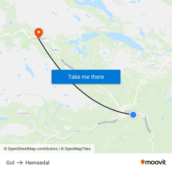 Gol to Hemsedal map