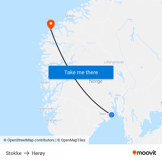 Stokke to Herøy map