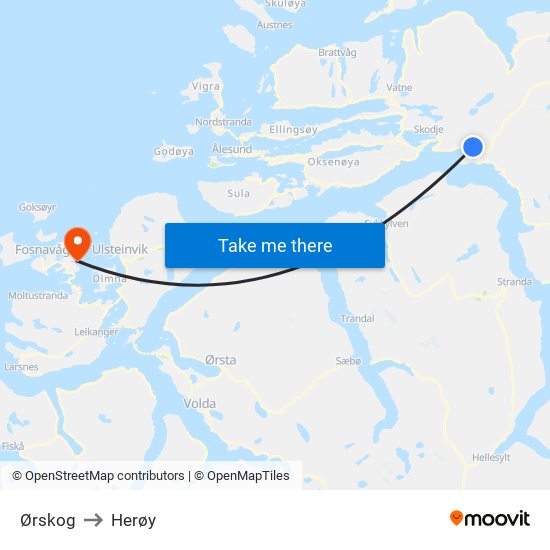 Ørskog to Herøy map