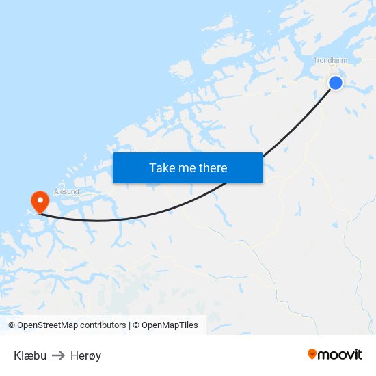 Klæbu to Herøy map