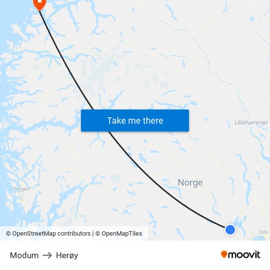 Modum to Herøy map