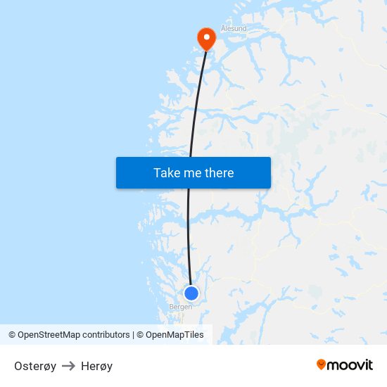 Osterøy to Herøy map