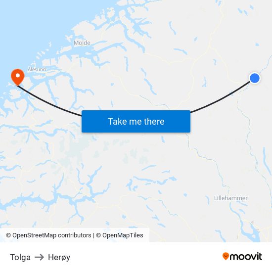 Tolga to Herøy map