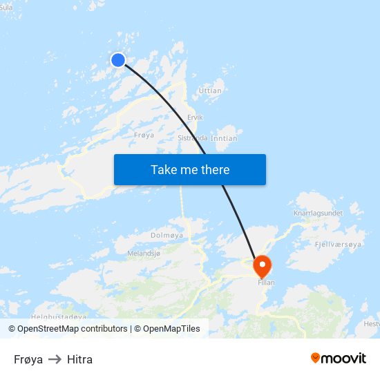 Frøya to Hitra map