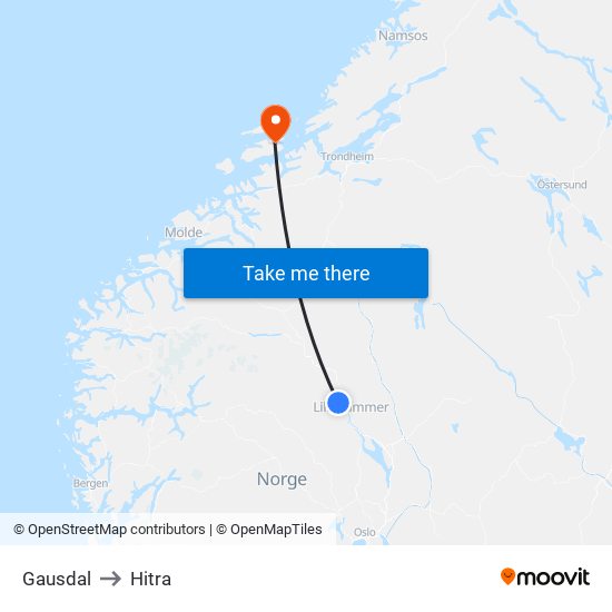 Gausdal to Hitra map