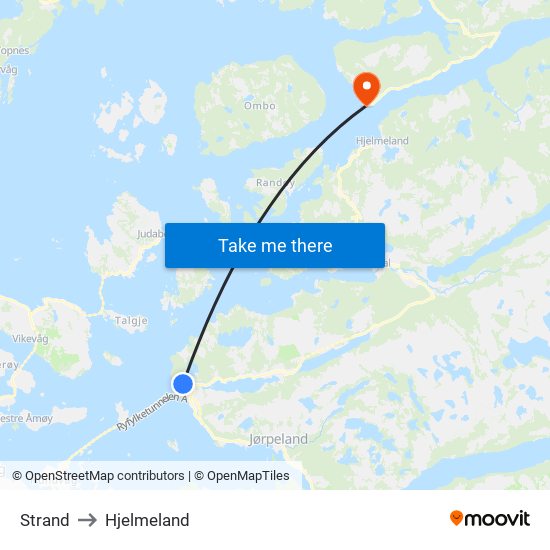 Strand to Hjelmeland map