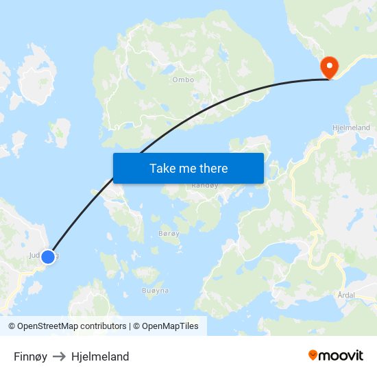 Finnøy to Hjelmeland map