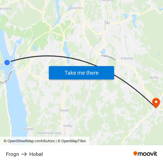 Frogn to Hobøl map