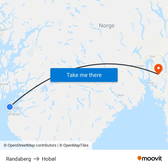 Randaberg to Hobøl map