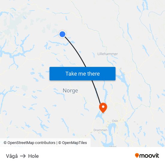 Vågå to Hole map