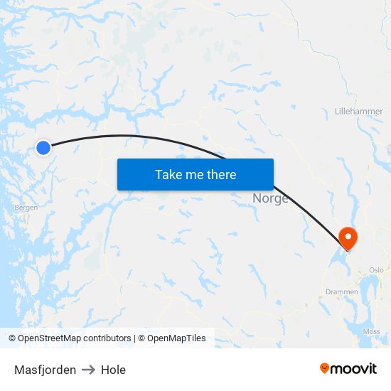 Masfjorden to Hole map