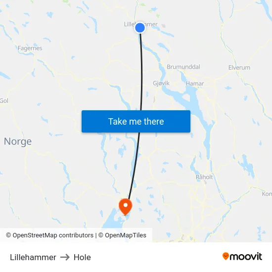 Lillehammer to Hole map
