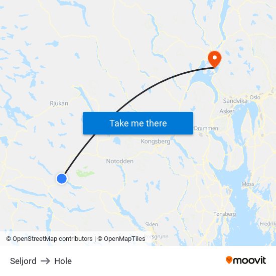 Seljord to Hole map