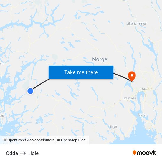 Odda to Hole map