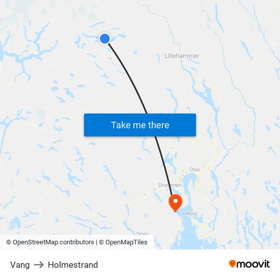 Vang to Holmestrand map