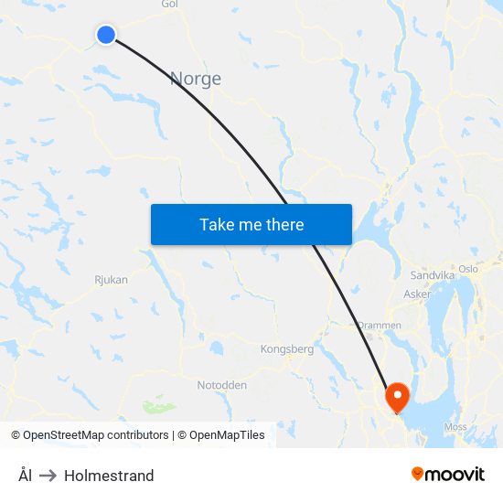 Ål to Holmestrand map