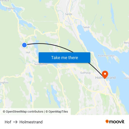 Hof to Holmestrand map