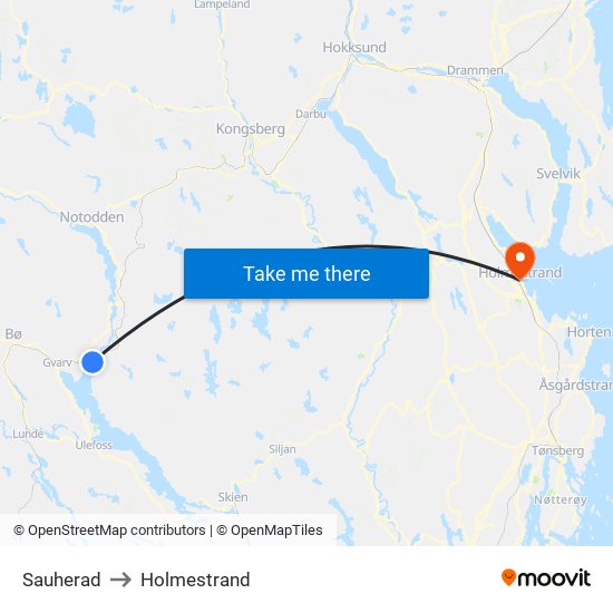 Sauherad to Holmestrand map