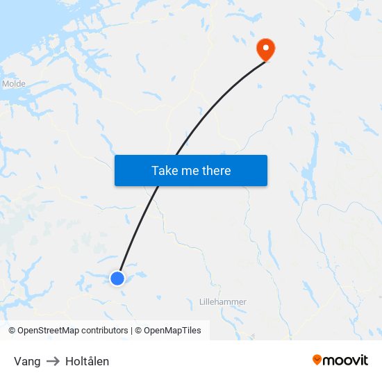 Vang to Holtålen map