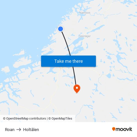 Roan to Holtålen map