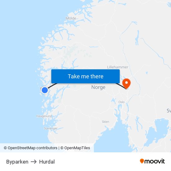 Byparken to Hurdal map