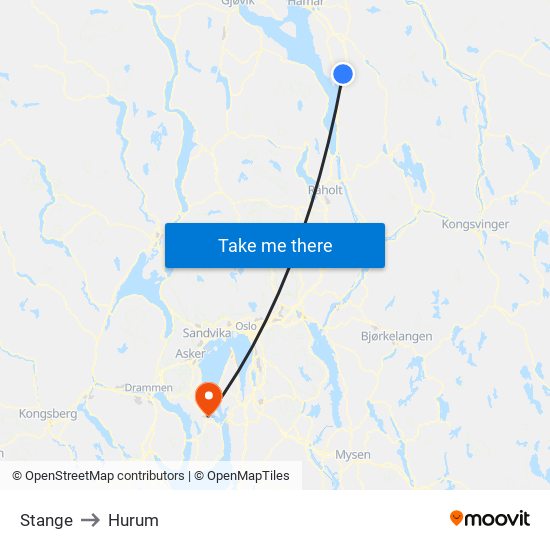 Stange to Hurum map