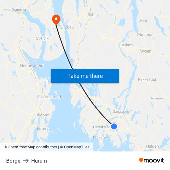 Borge to Hurum map