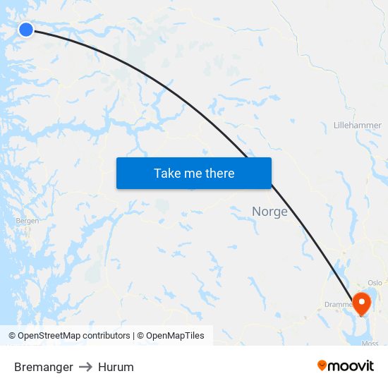 Bremanger to Hurum map