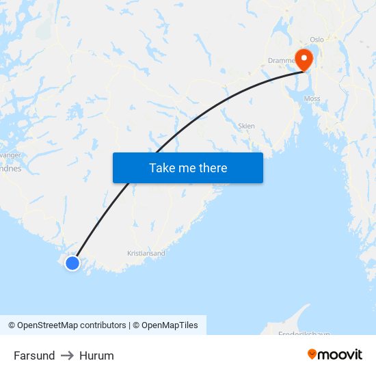 Farsund to Hurum map