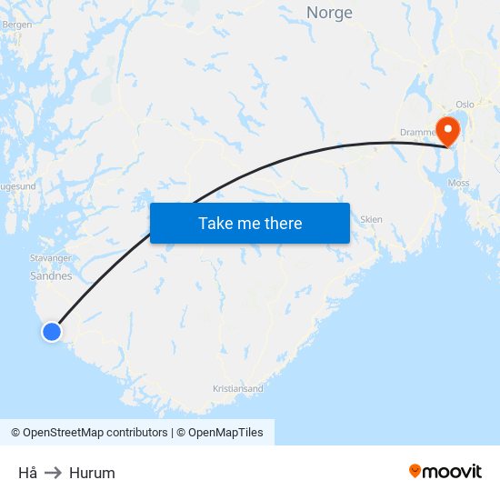 Hå to Hurum map