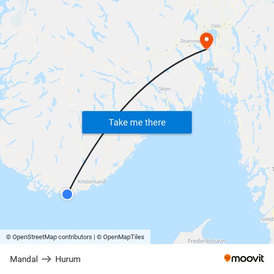 Mandal to Hurum map