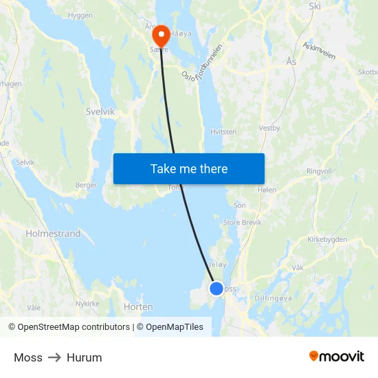Moss to Hurum map