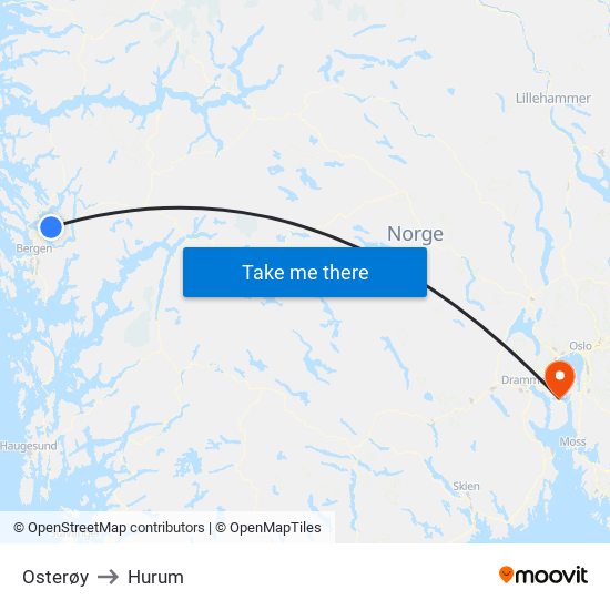 Osterøy to Hurum map