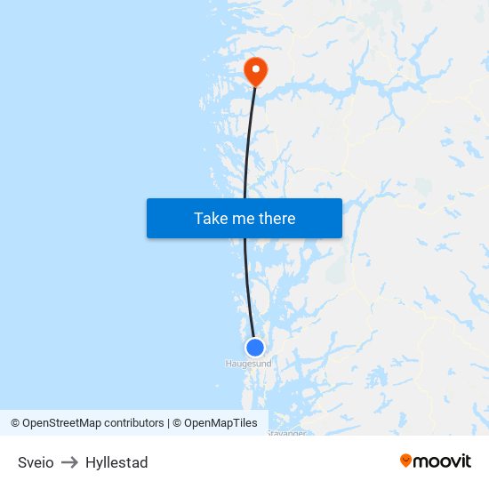 Sveio to Hyllestad map