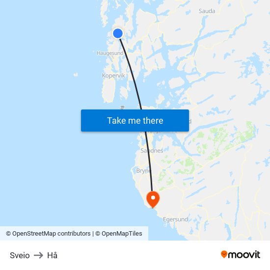 Sveio to Hå map