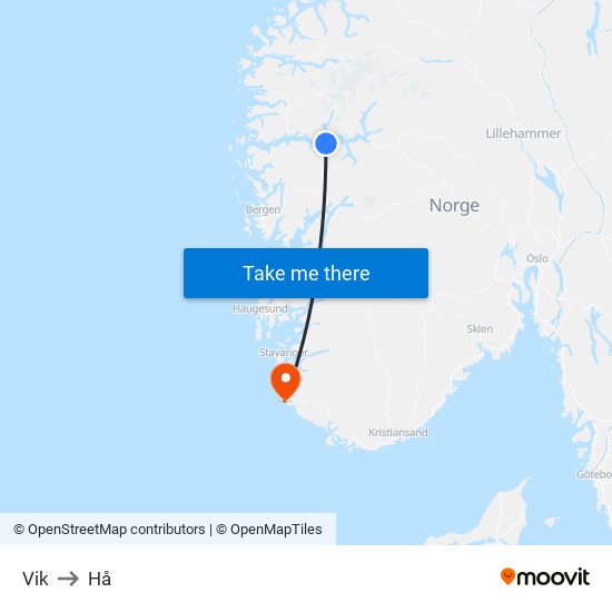 Vik to Hå map