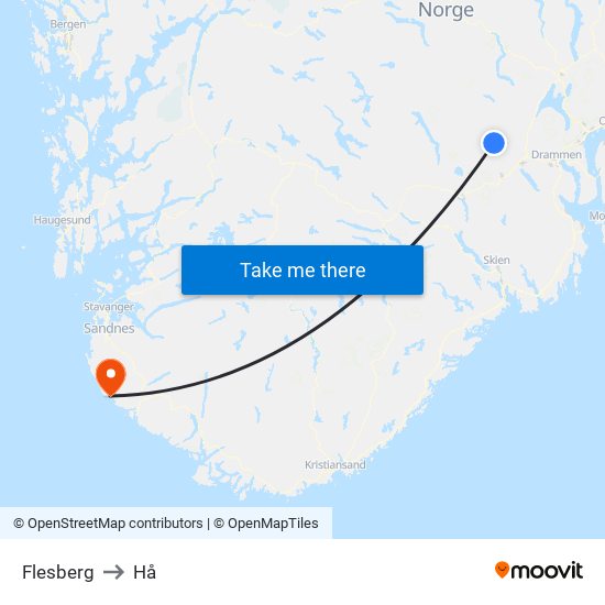 Flesberg to Hå map