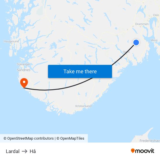 Lardal to Hå map