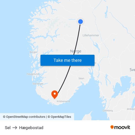 Sel to Hægebostad map