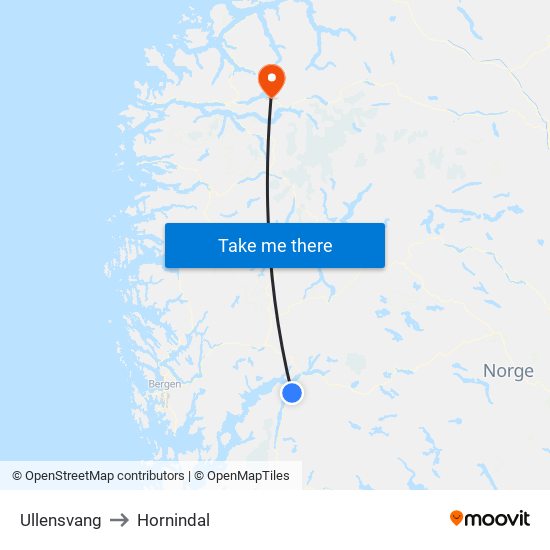 Ullensvang to Hornindal map