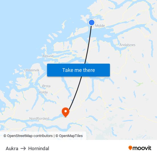 Aukra to Hornindal map